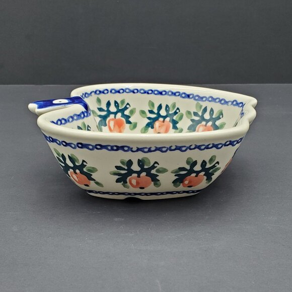 Polish Pottery Manufaktura Apple Dot Bowl Apple Shaped Trinket Dish - Picture 6 of 9